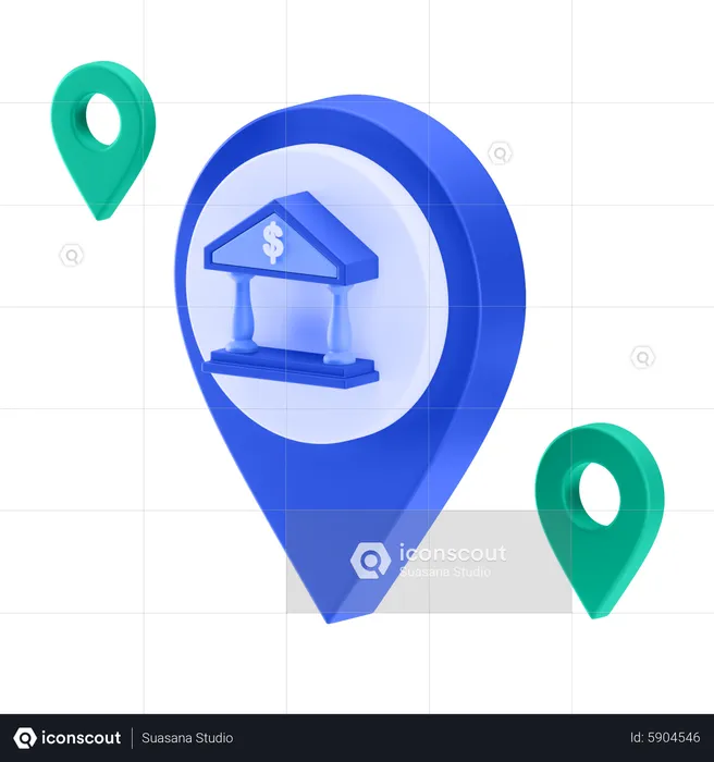 Localização do banco  3D Icon