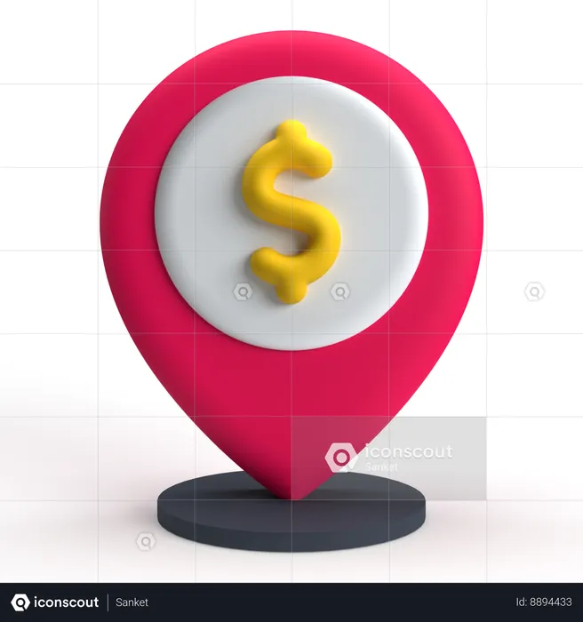 Localização do alfinete do dólar  3D Icon