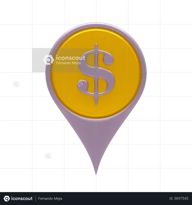 Localização do dólar  3D Icon