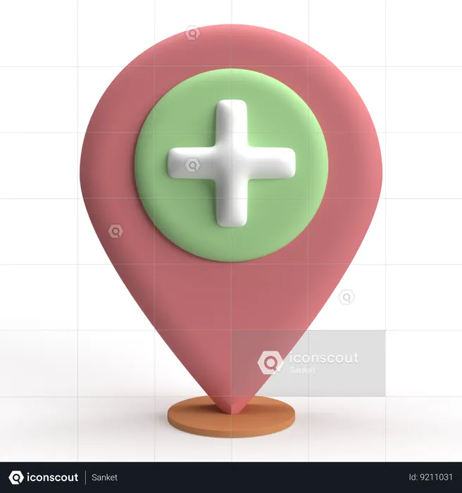 Localização do hospital  3D Icon