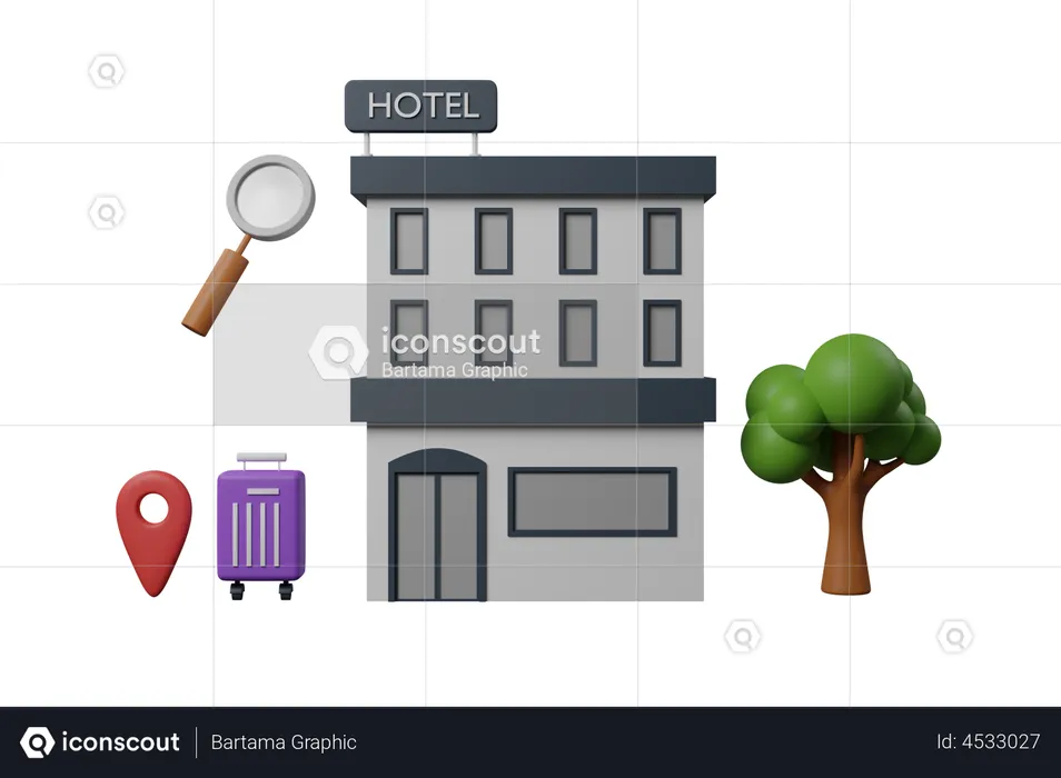 Localização do hotel  3D Illustration