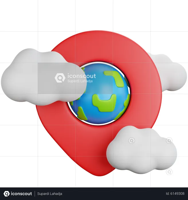 Location pin on cloud  3D Icon