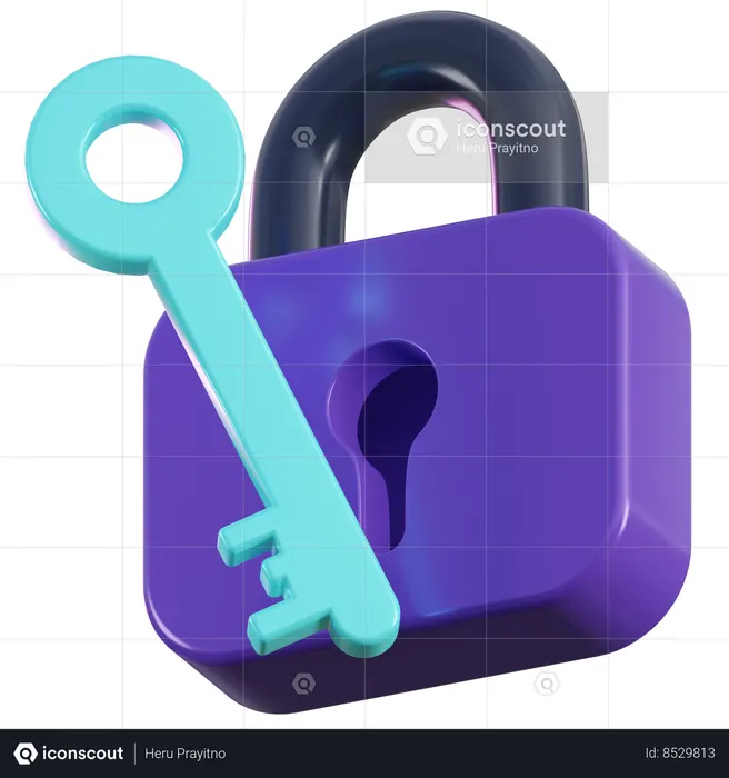Lock And Key  3D Icon