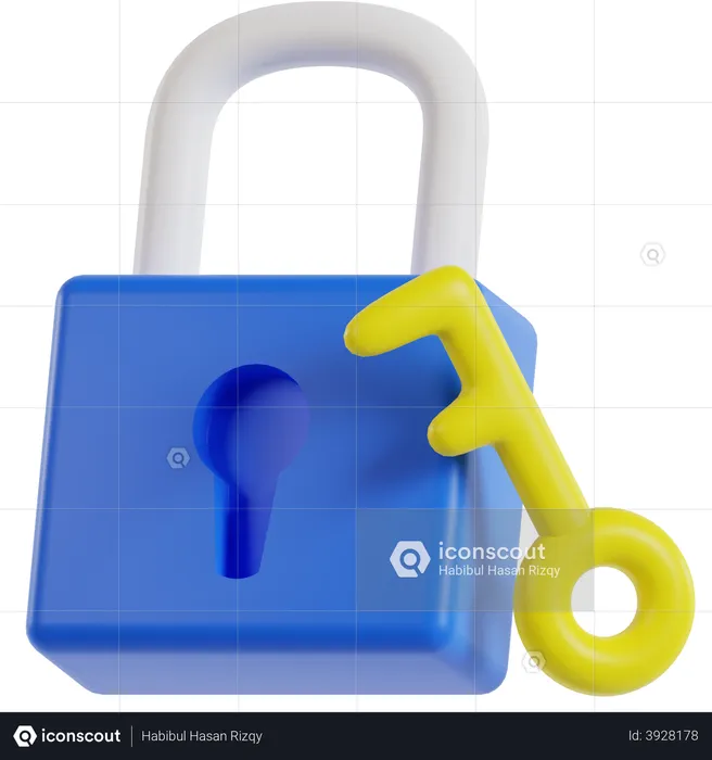 Lock And Key  3D Illustration