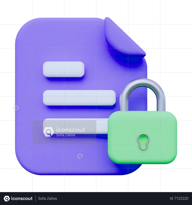 Lock Document  3D Icon