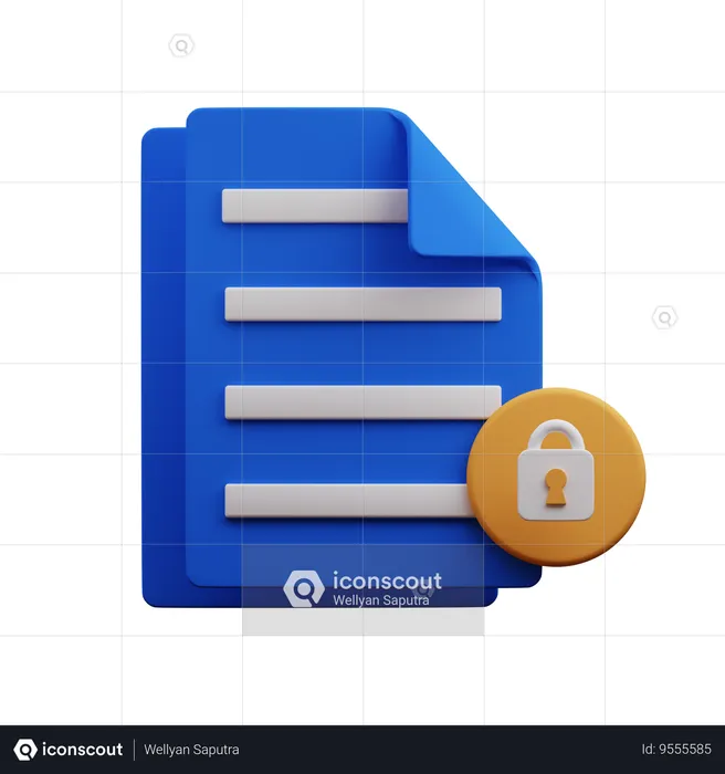 Lock File  3D Icon