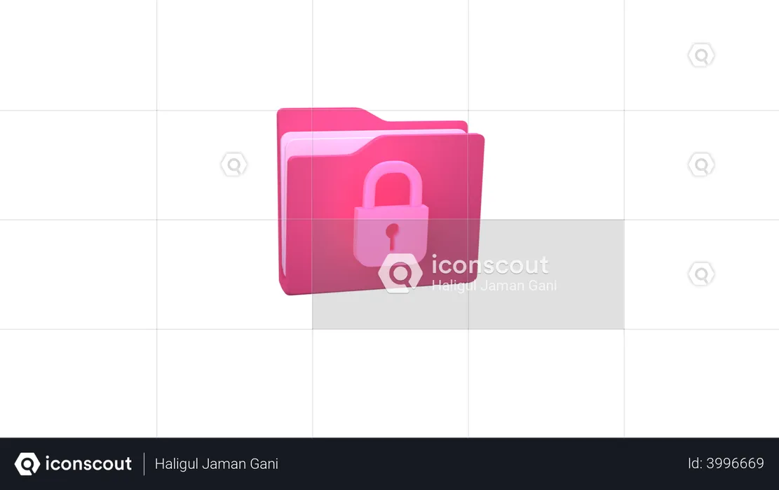 Lock Folder  3D Illustration