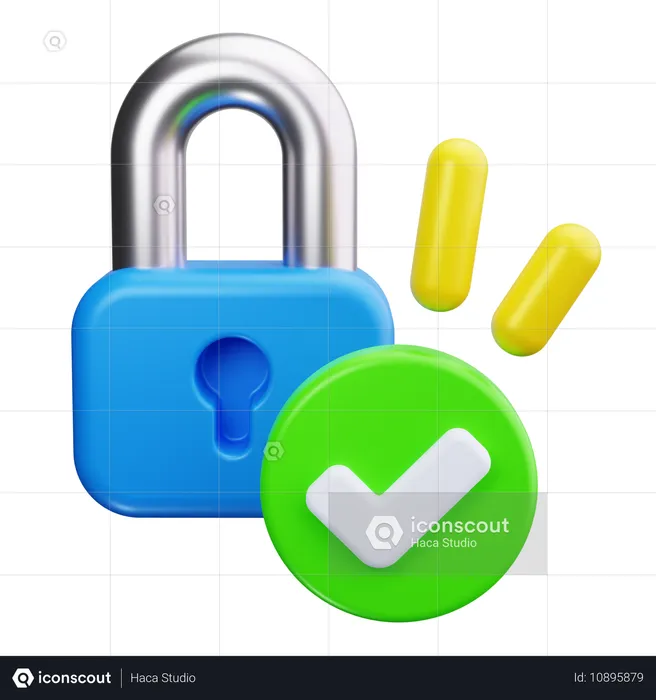 Lock With Check  3D Icon