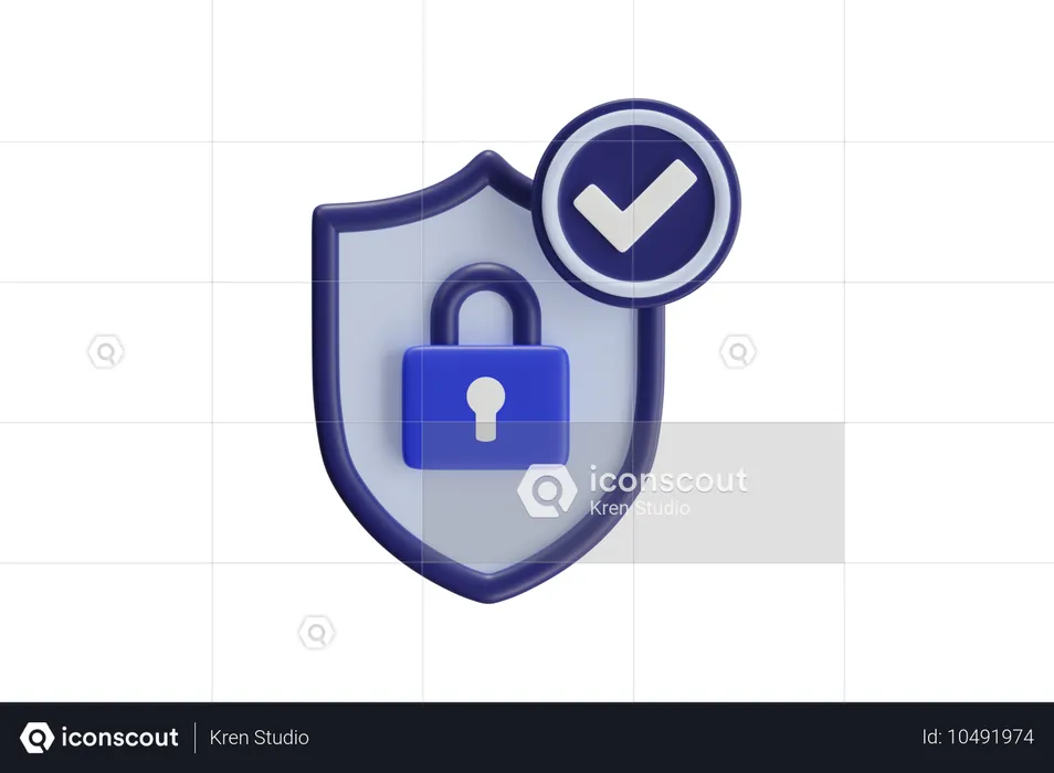 Locked Check Protection  3D Icon