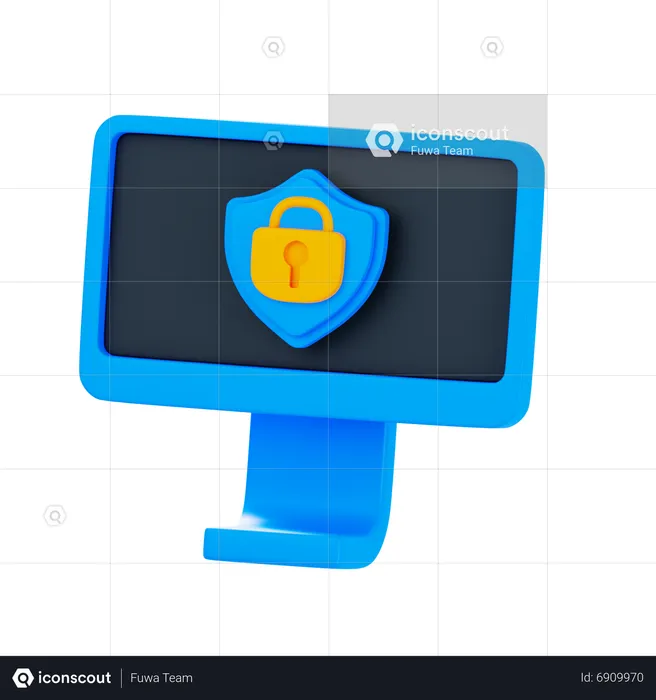 Locked Computer  3D Icon