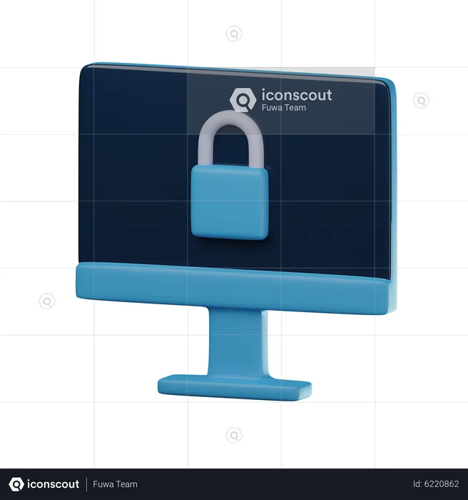 Locked Computer  3D Icon