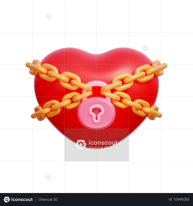 Locked Heart  3D Icon