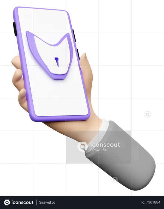 Locked Mobile In Hand  3D Icon