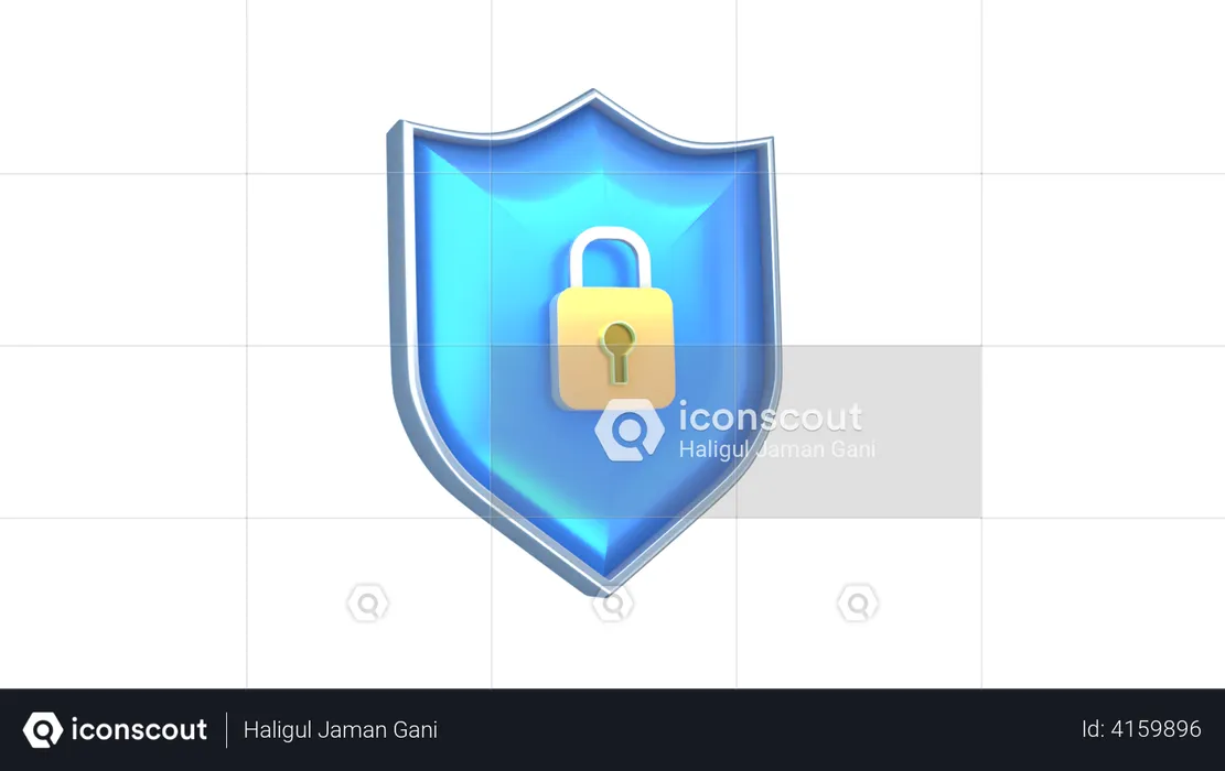 Locked Shield  3D Illustration