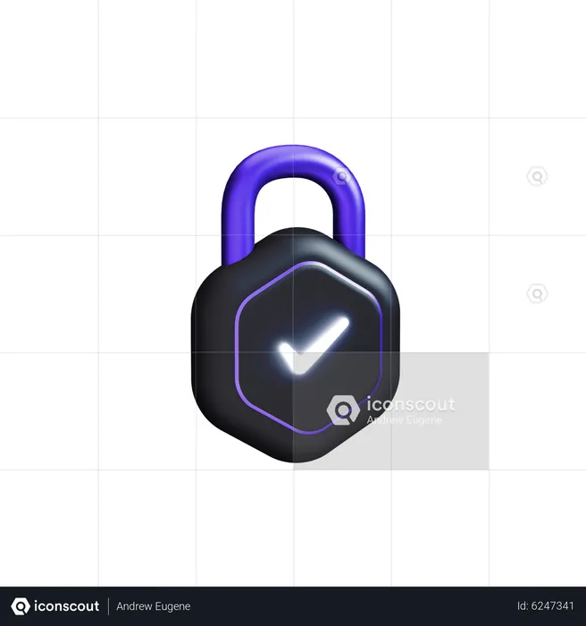 Locked with tick side view accent  3D Icon