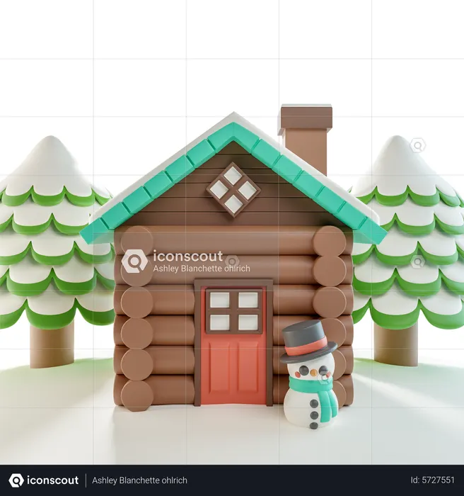 Log Cabin Snow  3D Icon