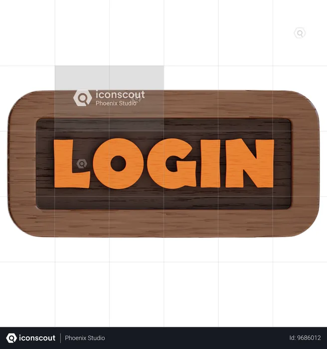 Login Button  3D Icon