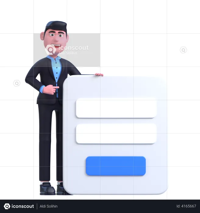 Login Page  3D Illustration