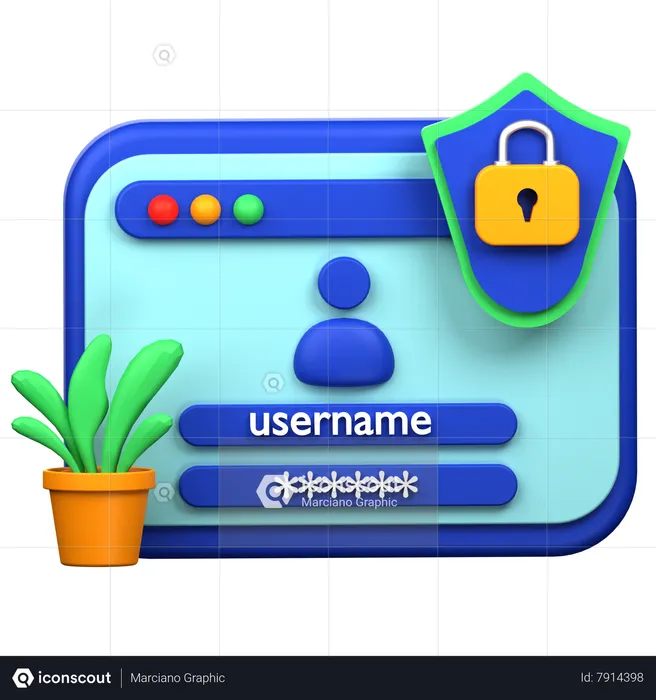 Login Security  3D Icon