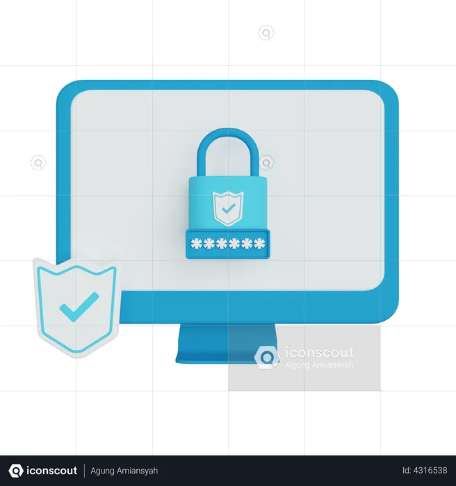 Login Security  Password  3D Illustration