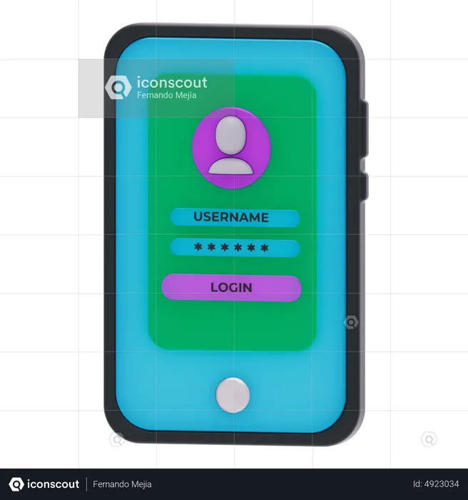Login no smartphone  3D Icon