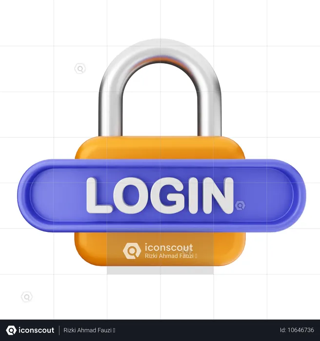 Login Text Button  3D Icon