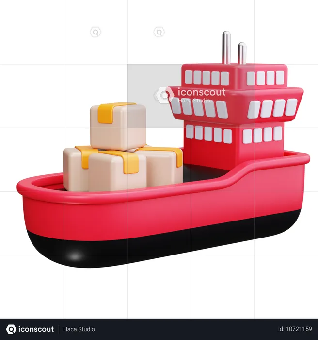 Logística de barcos  3D Icon