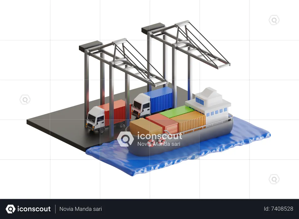 Logistics distribution of containers cargo freight ships  3D Illustration