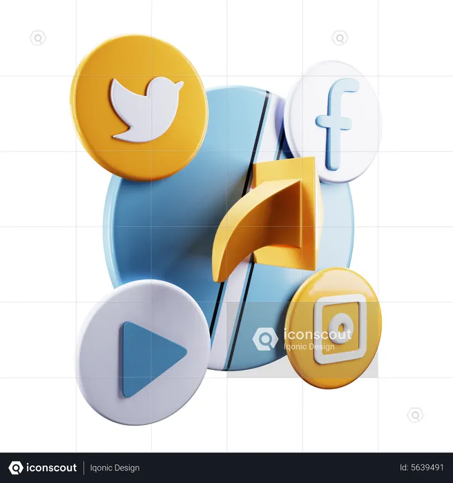 Logo des médias sociaux  3D Icon