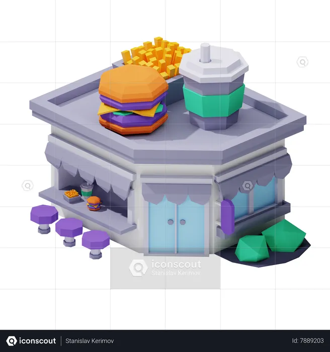 Loja de fast food  3D Icon