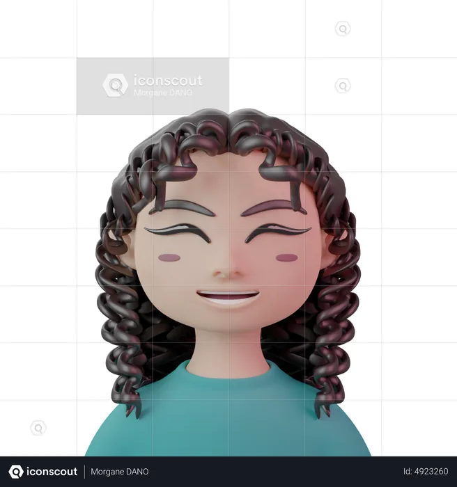Long Curly Hair With Bangs Women  3D Icon