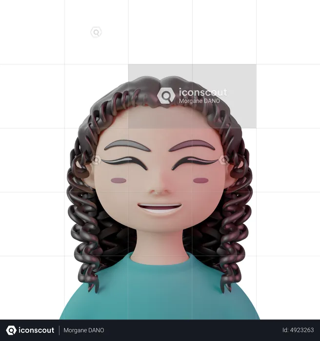 Long Curly Hair Women  3D Icon