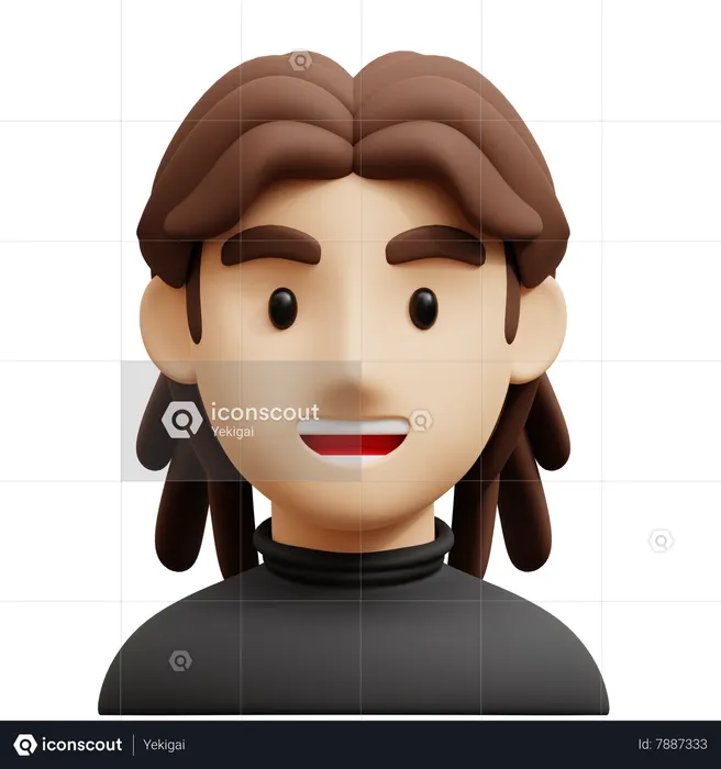 Long Hair Guy  3D Icon