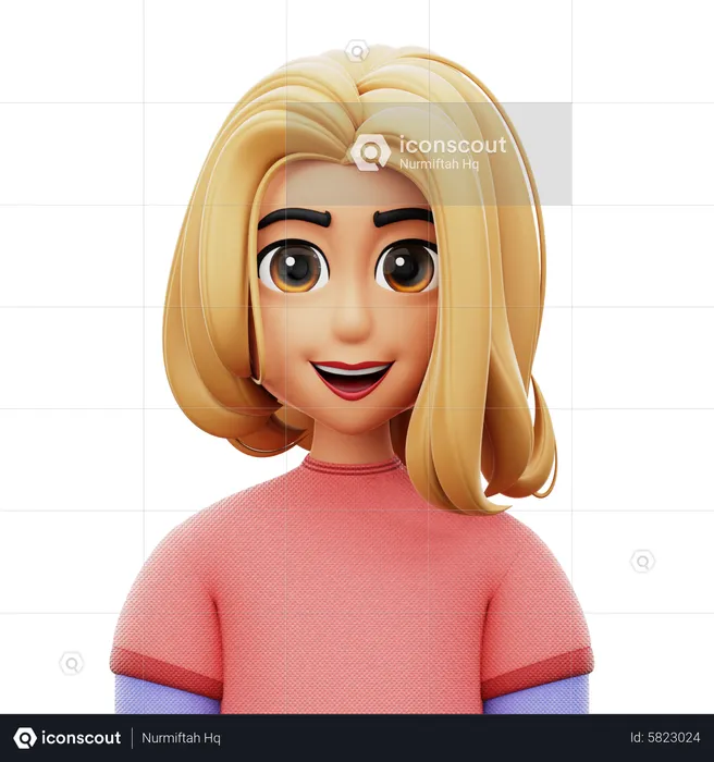 Long Hair Woman  3D Icon