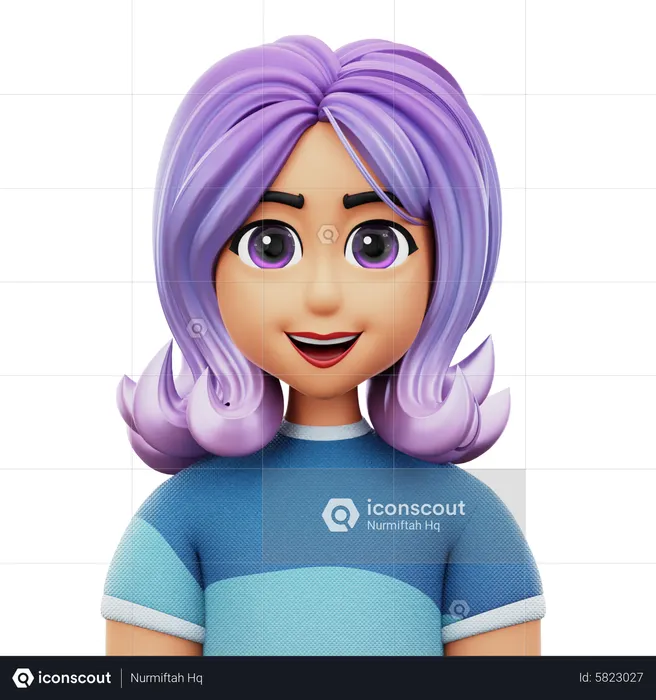 Long Hair Woman  3D Icon