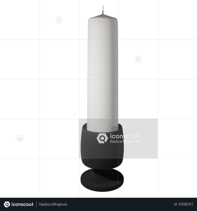 Long White Candle  3D Icon