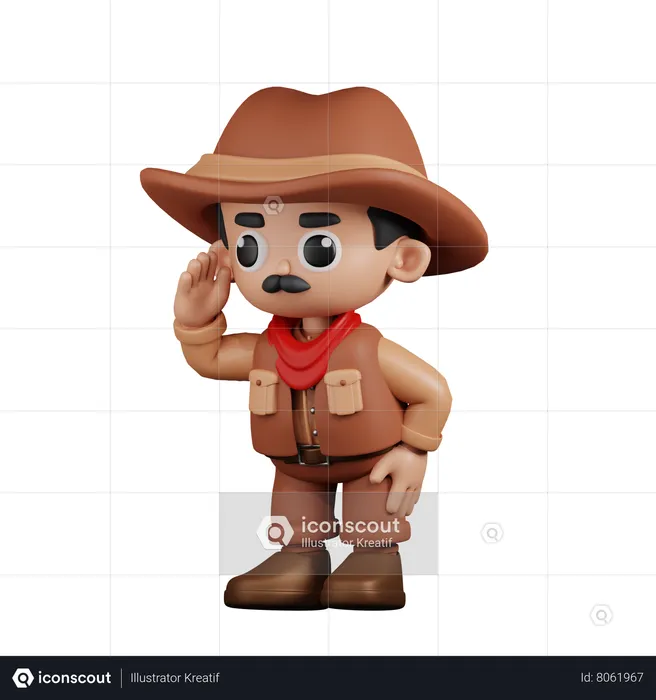 Cowboy regardant  3D Illustration