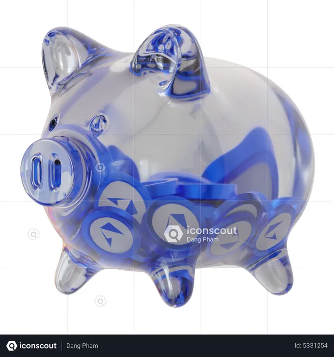 Loopring (LRC) Clear Glass Piggy Bank  3D Icon