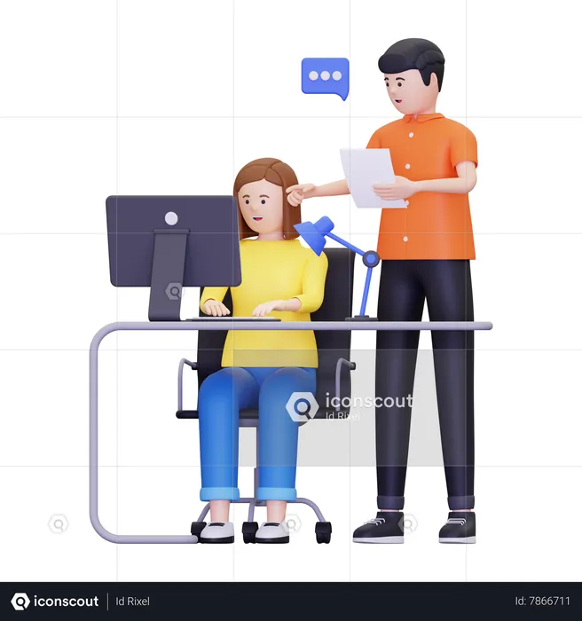 Los empleados están discutiendo sobre el trabajo.  3D Illustration