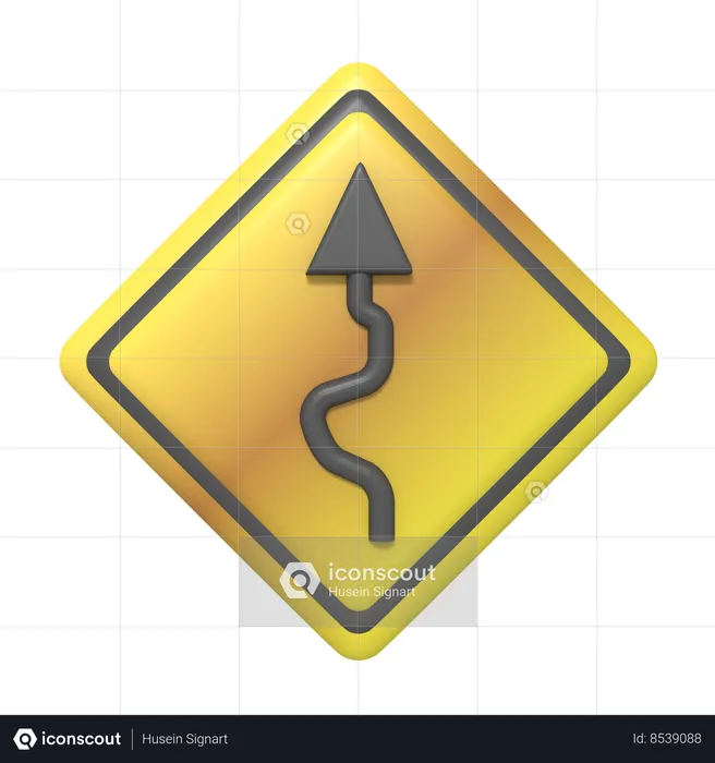 Lots Of Turning Sign  3D Icon