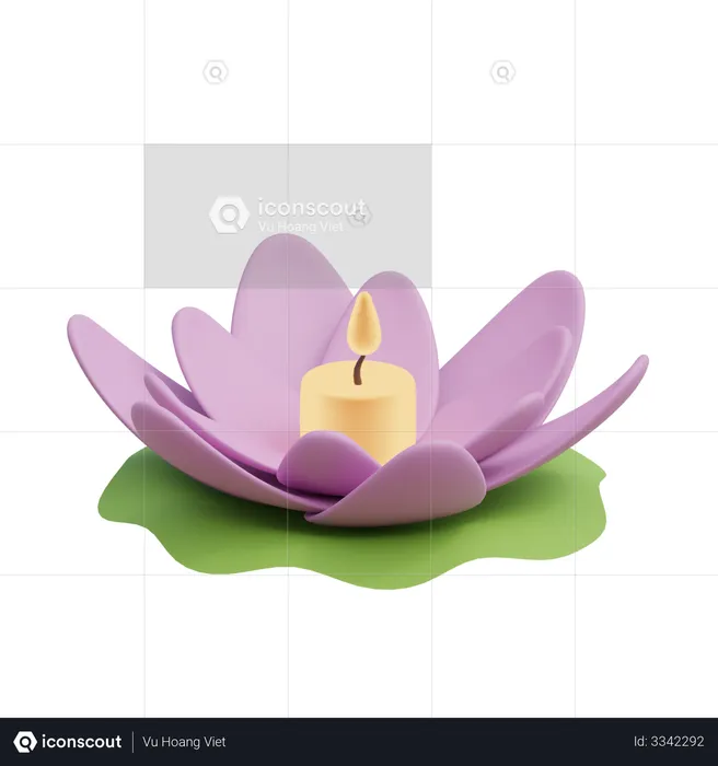 Lotus And Candle  3D Illustration