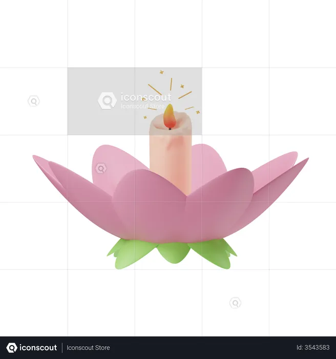 Lotus Candle  3D Illustration