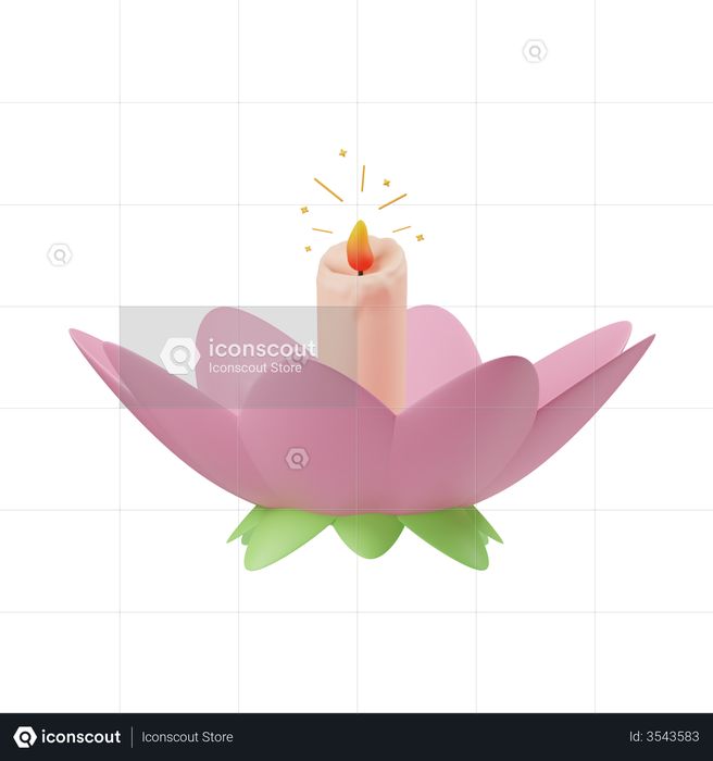 Lotus Candle 3D Illustration