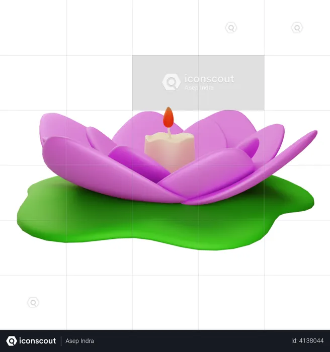Lotus Candle  3D Illustration