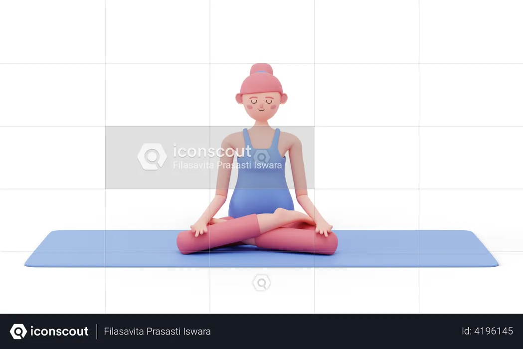 Lotus Yoga Pose  3D Illustration