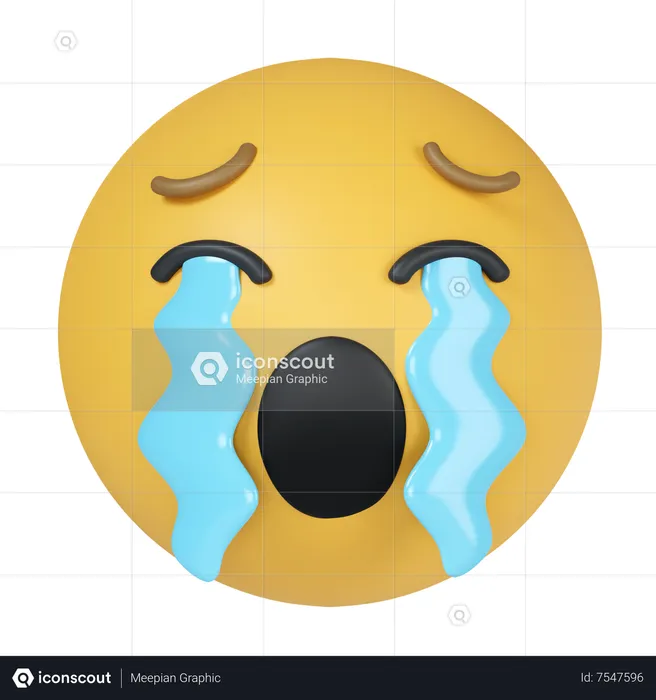 Loudly Crying Emoji 3D Icon