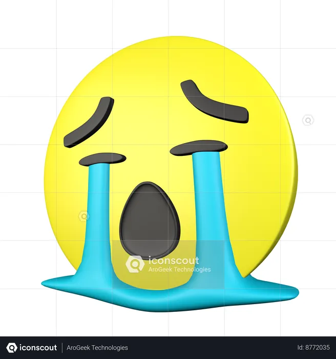Loudly Crying Face Emoji 3D Icon