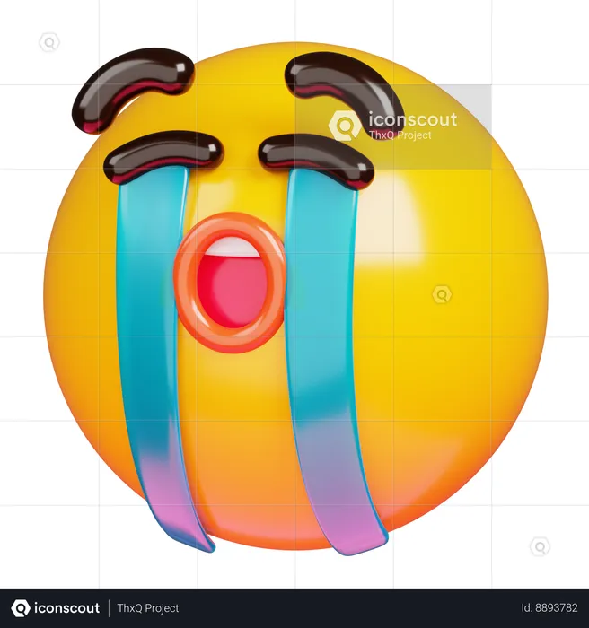 Loudly Crying Face Emoji 3D Icon