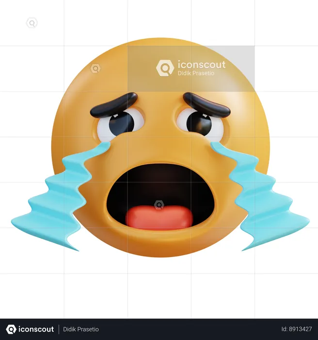 Loudly Crying Face Emoji 3D Icon