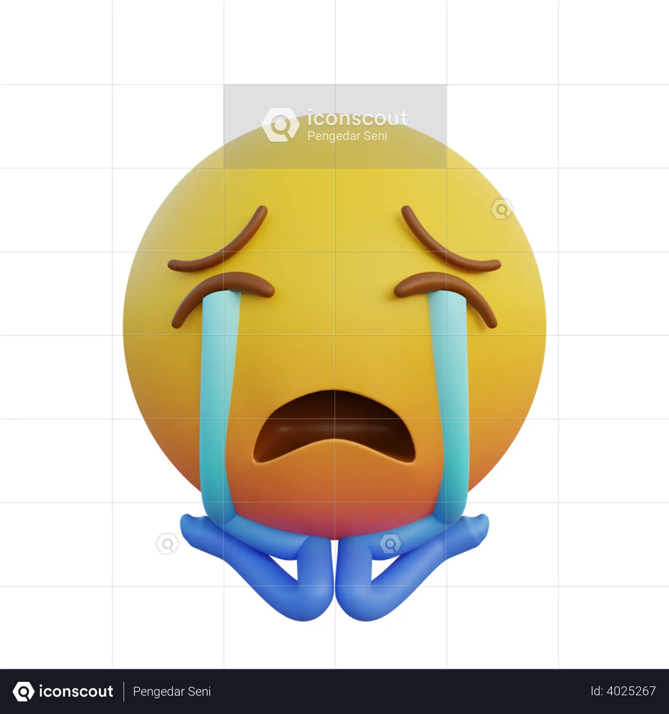 Loudly Crying Face Emoji 3d Illustration Download In Png Obj Or Blend Format 9239